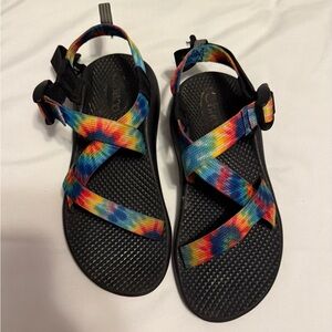 Chaco Sandals with Black Soles and Tie-Dye Straps